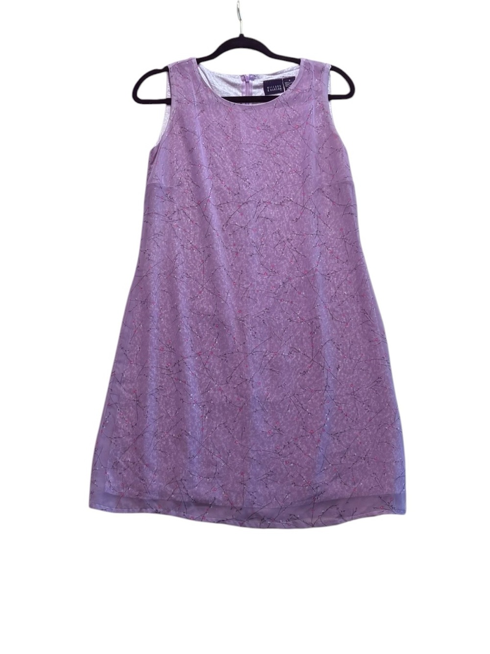 Vintage Sleeveless Lavender Floral Jacquard A-Line Dress